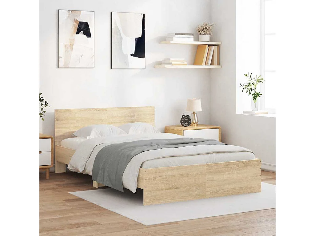 Lit simple | Lit adulte, enfant | Cadre de lit chêne sonoma 120x190 cm