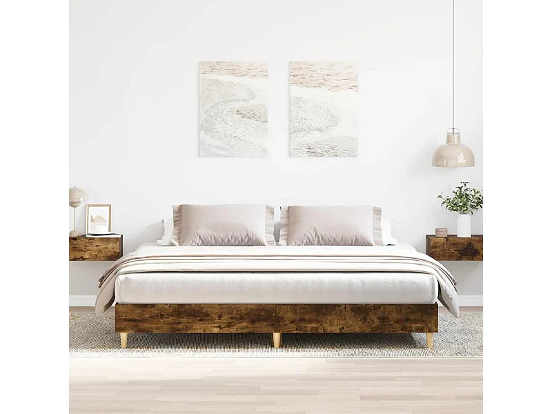 Letto per adulti | Letto matrimoniale | Giroletto senza Materasso Rovere Fumo 160x200 cm in Truciolato