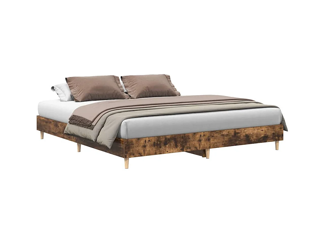 Lit double | Lit adulte | Cadre de lit chêne fumé 160x200 cm bois ingénierie