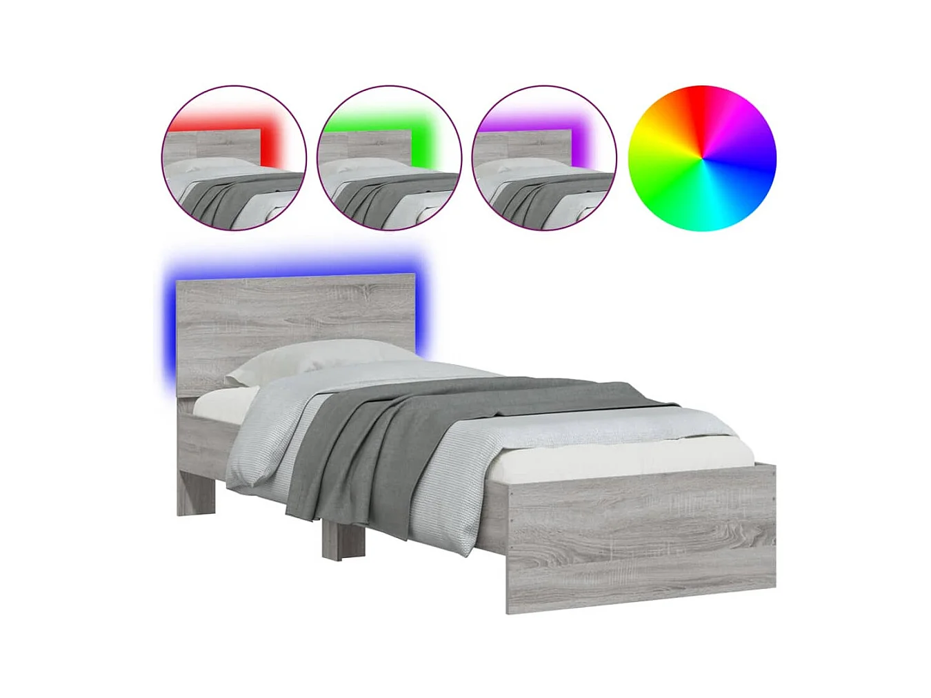 Lit simple | Lit adulte, enfant | Cadre de lit avec lumières LED 90x200 cm