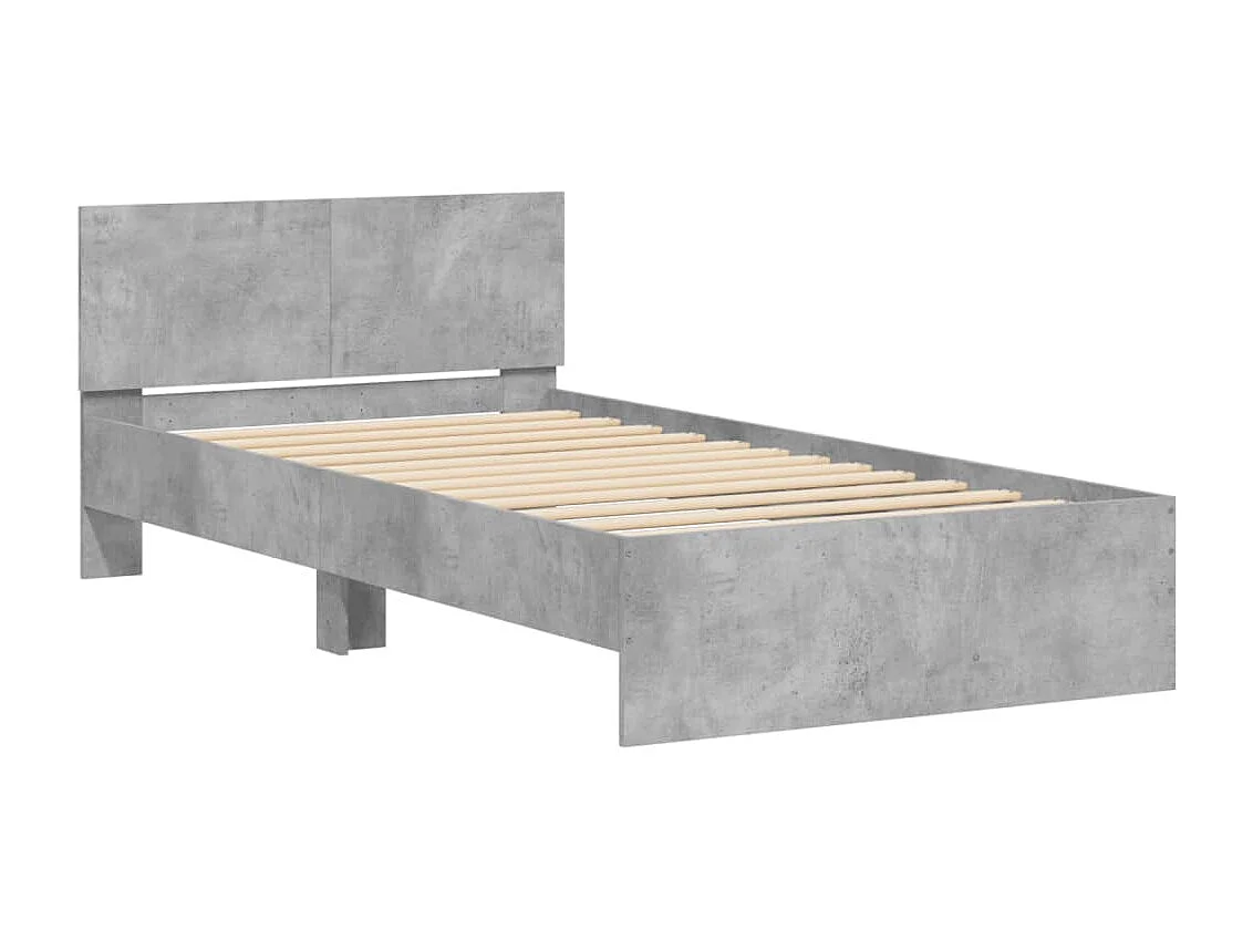 Lit simple | Lit adulte, enfant | Cadre de lit avec tête de lit gris béton 100x200cm