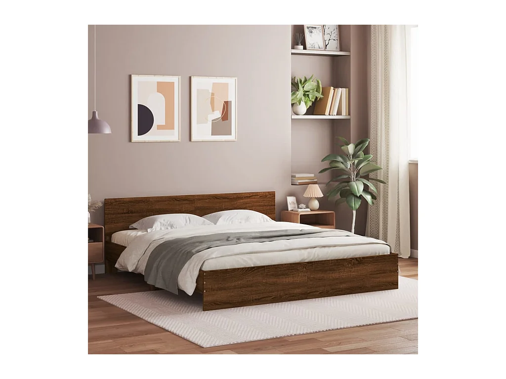Lit double | Lit adulte | Cadre de lit chêne marron 160x200 cm