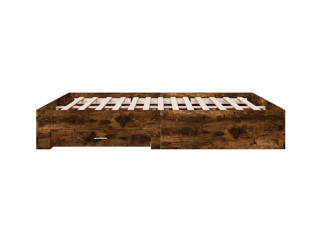 Lit double | Lit adulte | Cadre de lit avec tiroirs chêne fumé 180x200 cm