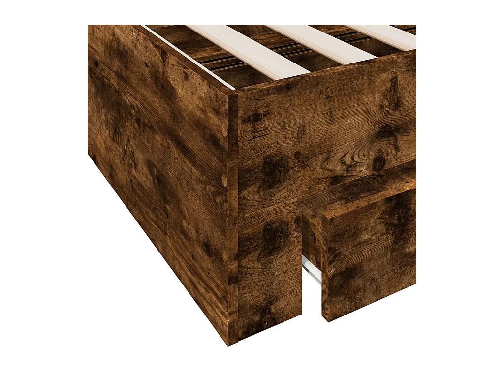 Lit double | Lit adulte | Cadre de lit avec tiroirs chêne fumé 180x200 cm