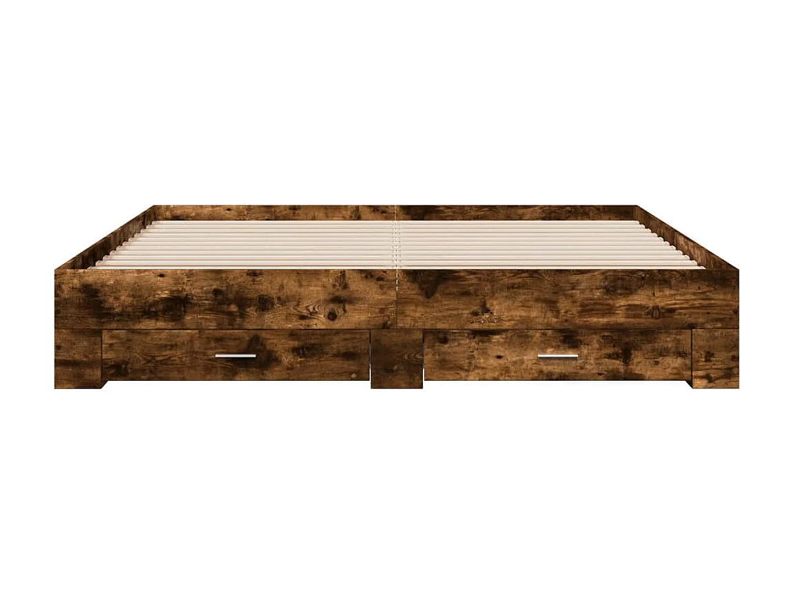 Lit double | Lit adulte | Cadre de lit avec tiroirs chêne fumé 180x200 cm