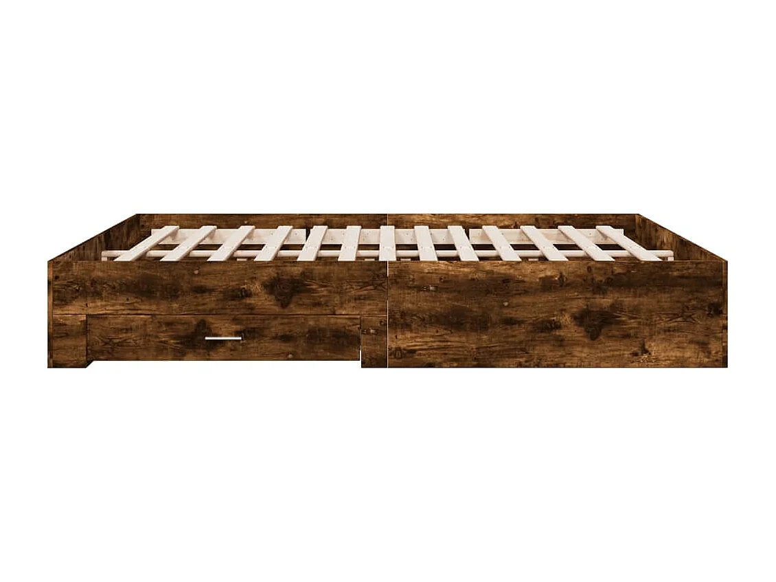 Lit double | Lit adulte | Cadre de lit avec tiroirs chêne fumé 180x200 cm