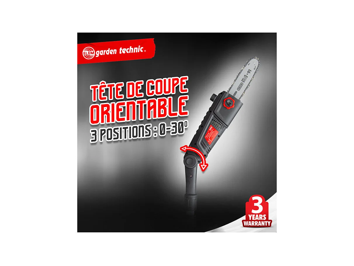 Scie à ébrancher sur perche 710 W, guide Oregon 24 cm - Elem Garden Technic