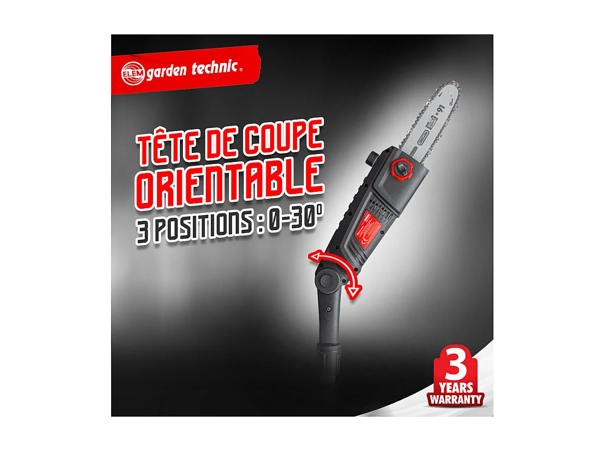 Scie à ébrancher sur perche 710 W, guide Oregon 24 cm - Elem Garden Technic