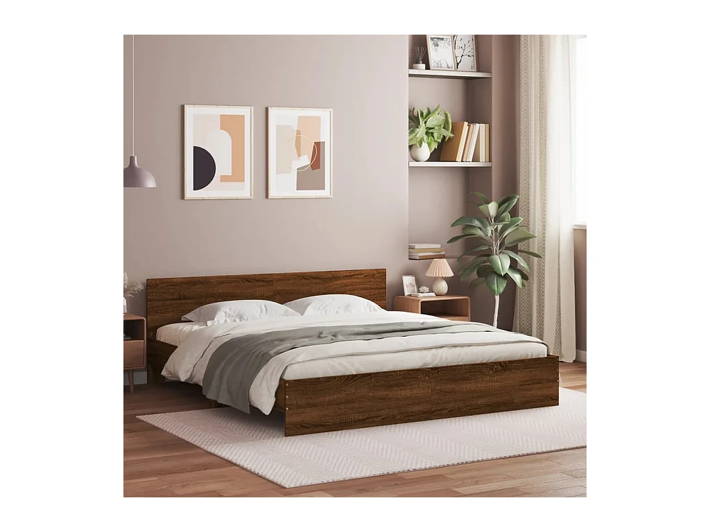 Lit double | Lit adulte | Cadre de lit chêne marron 200x200 cm