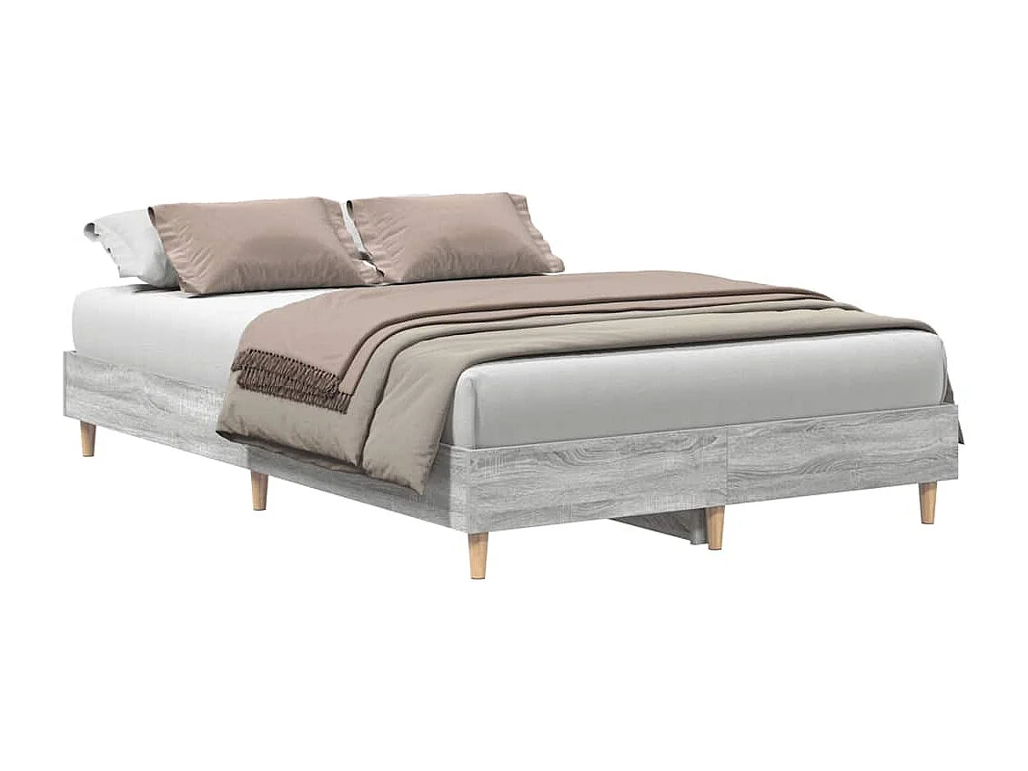 Lit double | Lit adulte | Cadre de lit sonoma gris 135x190 cm