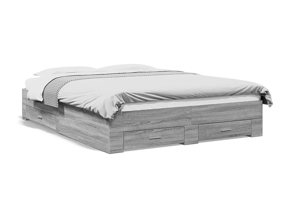 Lit double | Lit adulte | Cadre de lit avec tiroirs sonoma gris 140x200 cm