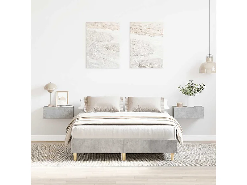 Lit double | Lit adulte | Cadre de lit gris béton 140x190 cm bois ingénierie