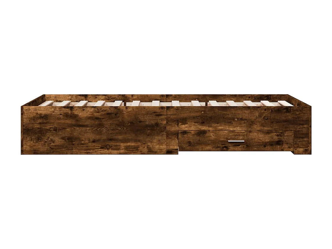 Lit simple | Lit adulte, enfant | Cadre de lit avec tiroirs chêne fumé 75x190 cm