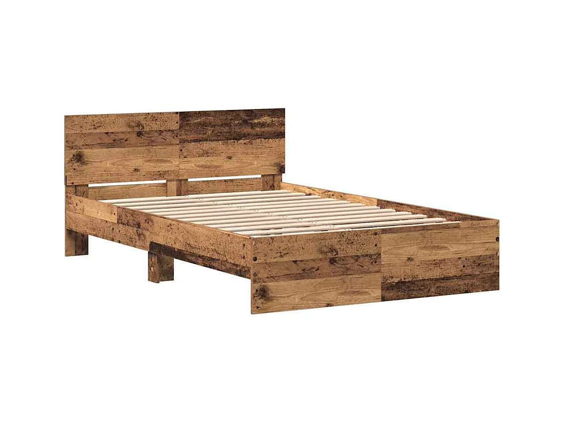Lit simple | Lit adulte, enfant | Cadre de lit avec tête de lit Bois Ancien 120x190 cm