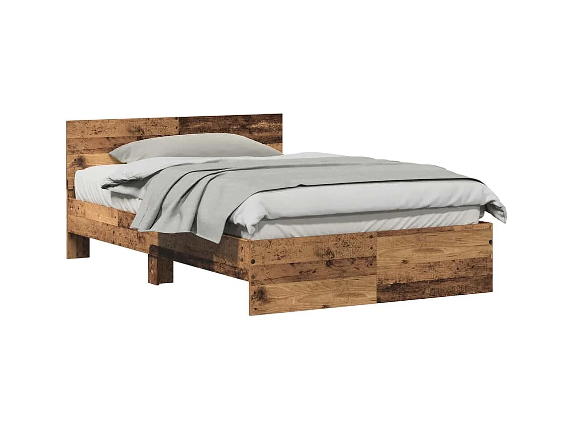 Lit simple | Lit adulte, enfant | Cadre de lit avec tête de lit Bois Ancien 120x190 cm