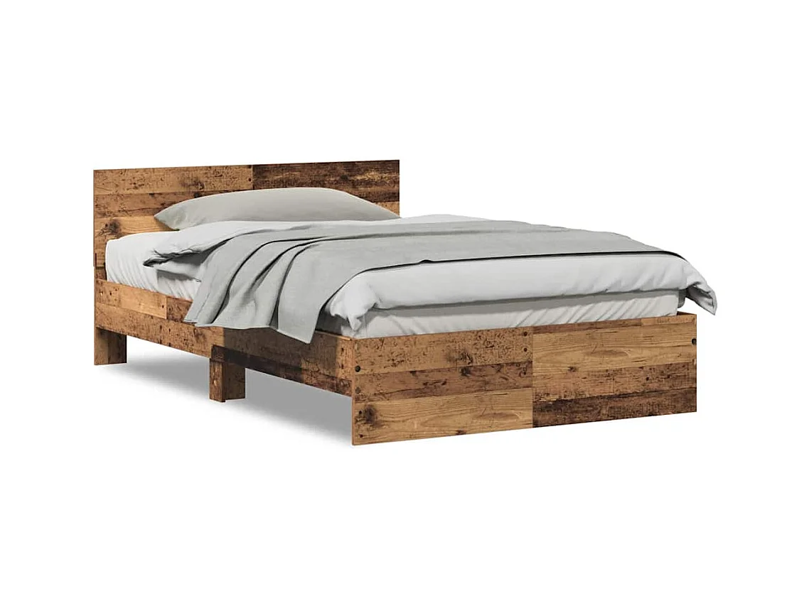 Lit simple | Lit adulte, enfant | Cadre de lit avec tête de lit Bois Ancien 120x190 cm