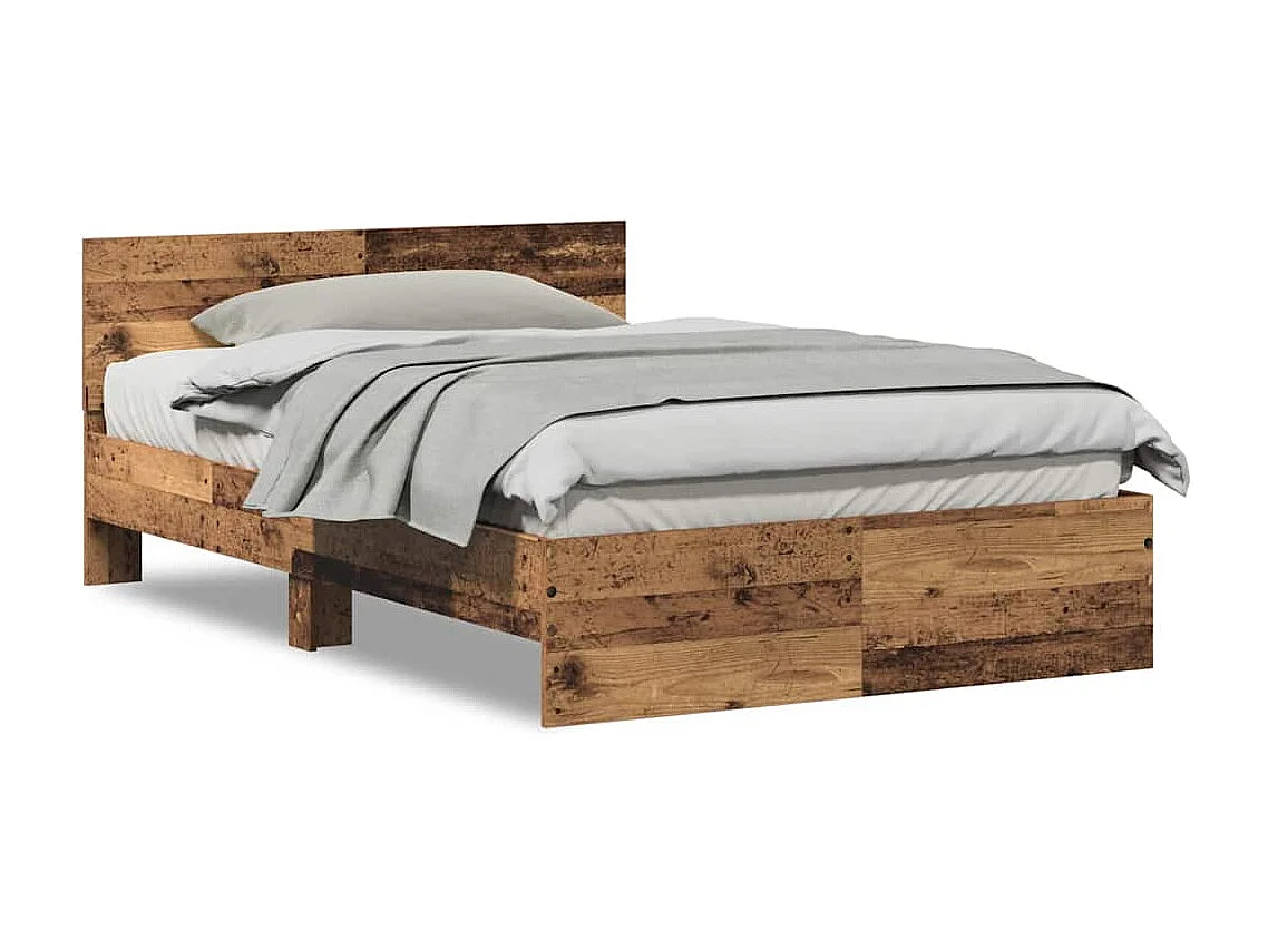 Lit simple | Lit adulte, enfant | Cadre de lit avec tête de lit Bois Ancien 120x190 cm