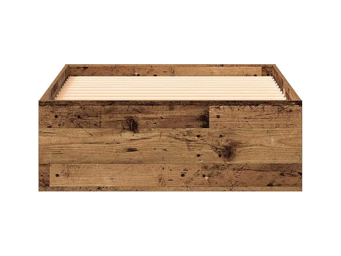 Lit simple | Lit adulte, enfant | Cadre de lit avec tiroirs avec tiroir Bois ancien 90x200 cm