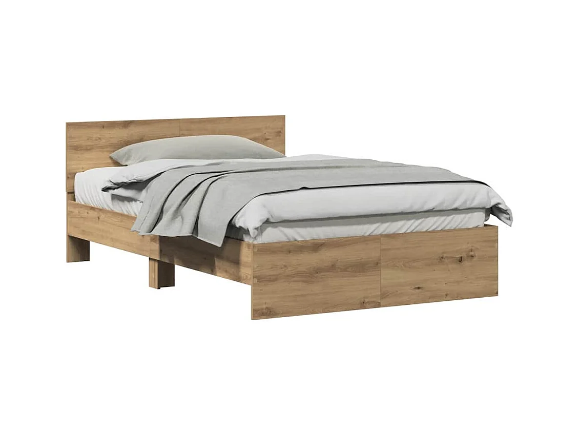 Lit simple | Lit adulte, enfant | Cadre de lit Chêne artisanal 120x190 cm Bois d'ingénierie