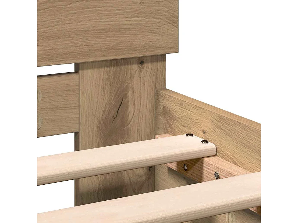 Lit simple | Lit adulte, enfant | Cadre de lit Chêne artisanal 120x190 cm Bois d'ingénierie