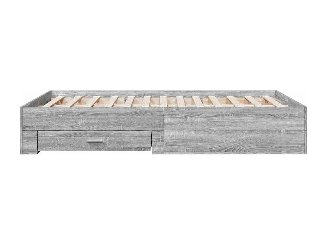 Lit double | Lit adulte | Cadre de lit avec tiroirs sonoma gris 135x190 cm