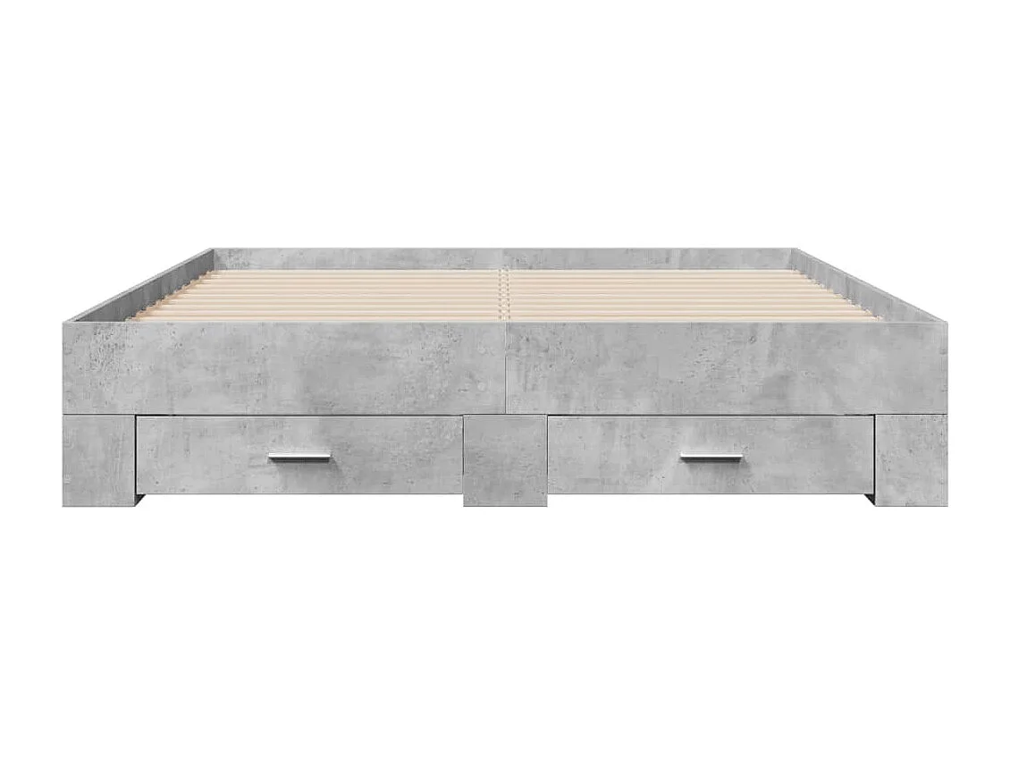 Lit double | Lit adulte | Cadre de lit avec tiroirs gris béton 150x200 cm