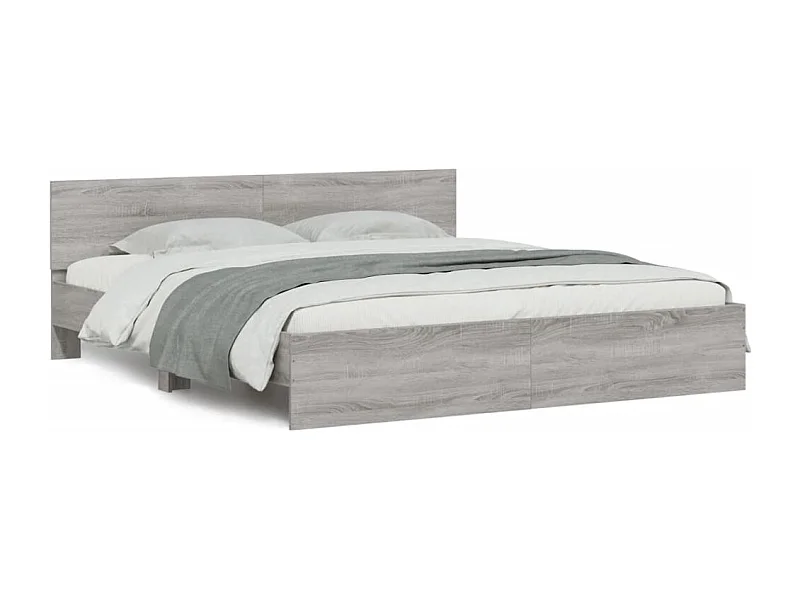 Lit double | Lit adulte | Cadre de lit sonoma gris 200x200 cm