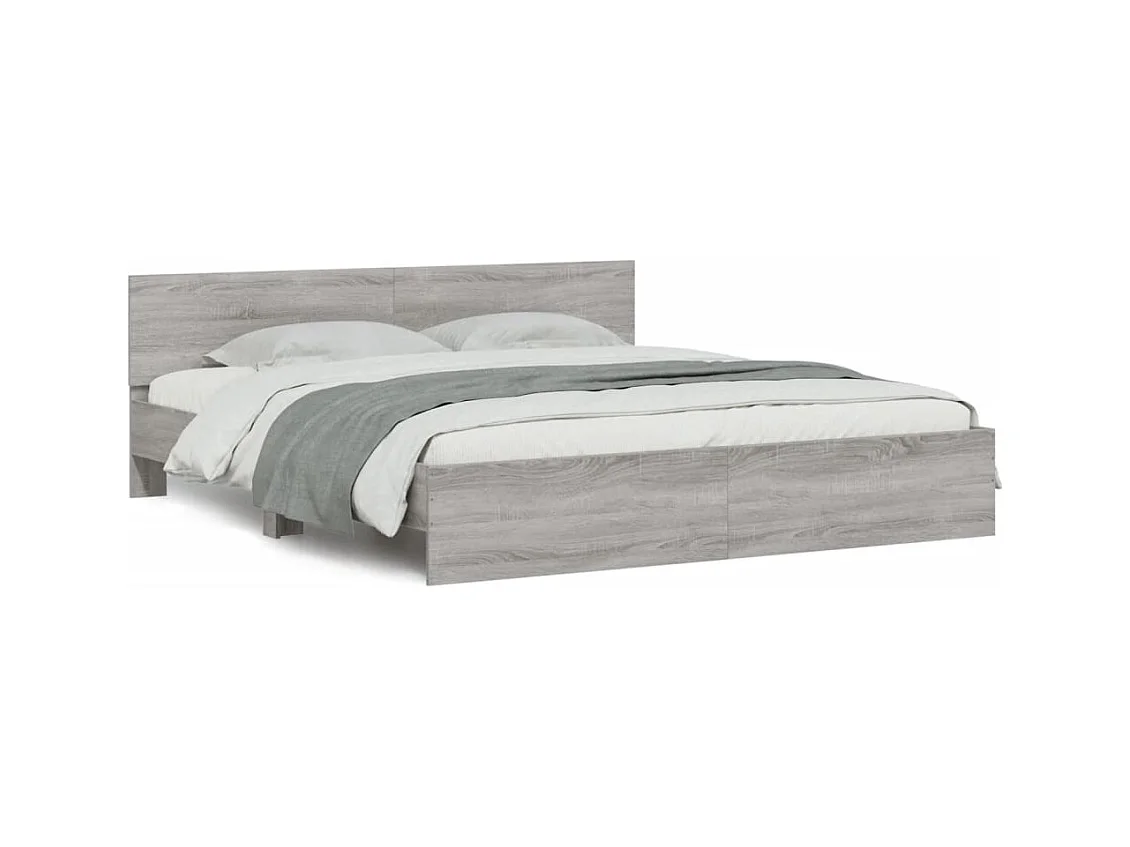 Lit double | Lit adulte | Cadre de lit sonoma gris 200x200 cm
