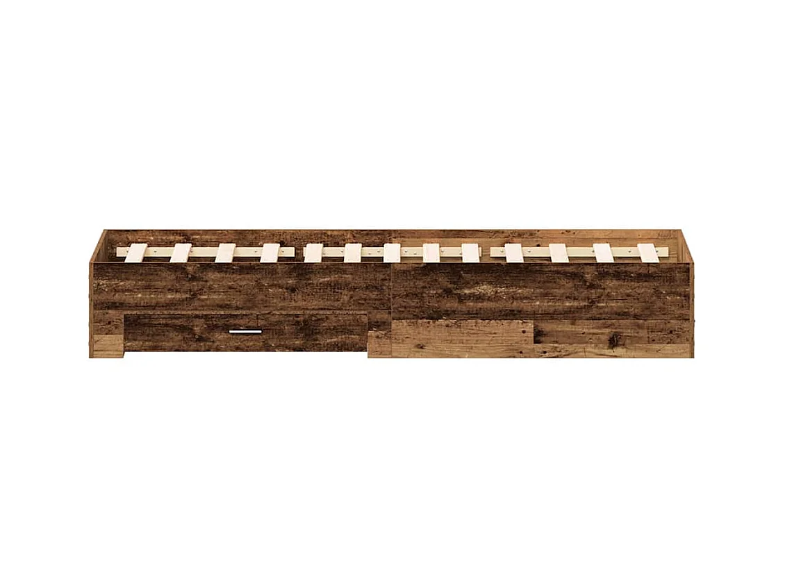 Lit simple | Lit adulte, enfant | Cadre de lit avec tiroirs avec tiroir Bois ancien 120x200 cm