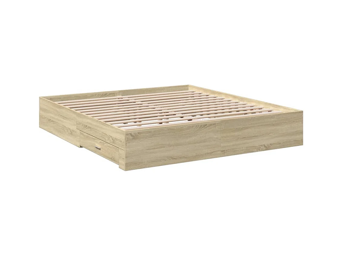 Lit double | Lit adulte | Cadre de lit avec tiroirs chêne sonoma 200x200 cm