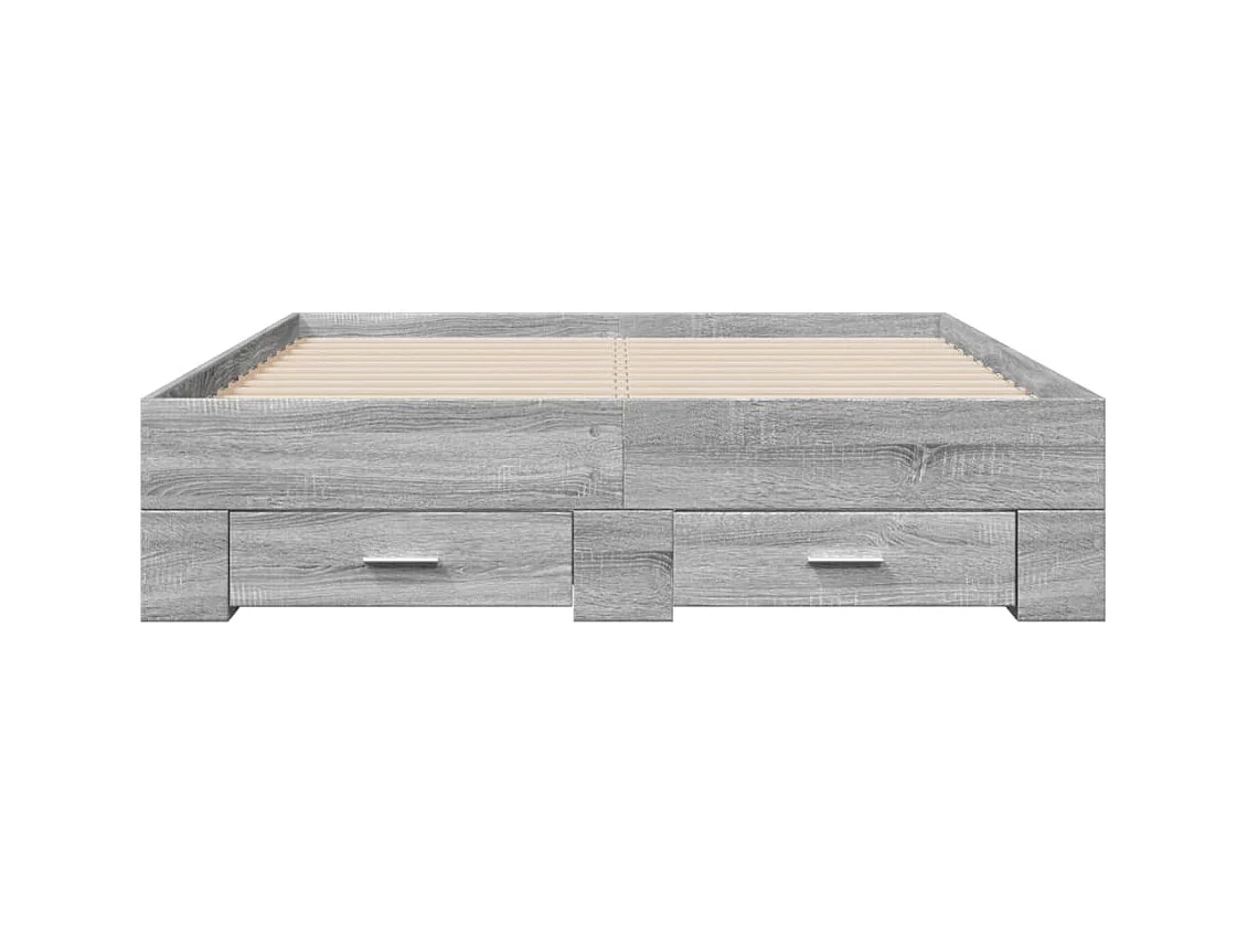 Lit double | Lit adulte | Cadre de lit avec tiroirs sonoma gris 140x190 cm