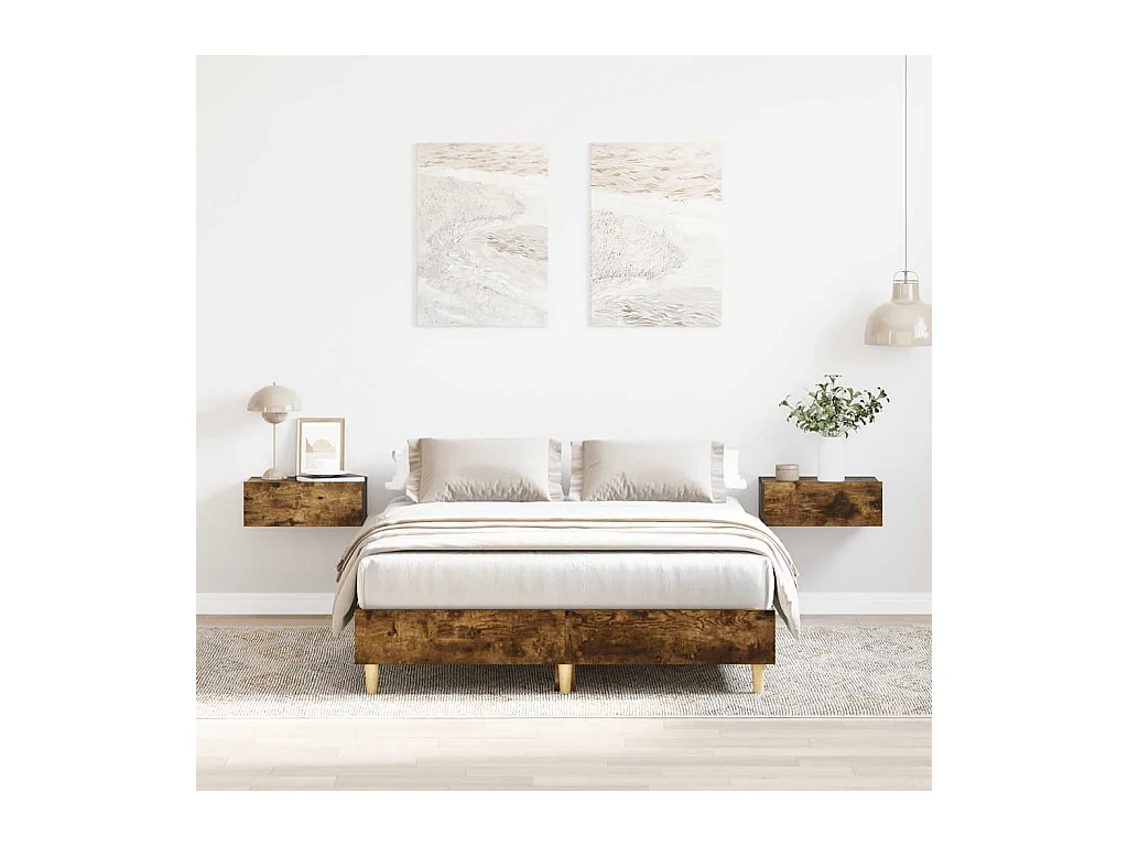 Lit simple | Lit adulte, enfant | Cadre de lit chêne fumé 120x190 cm bois ingénierie