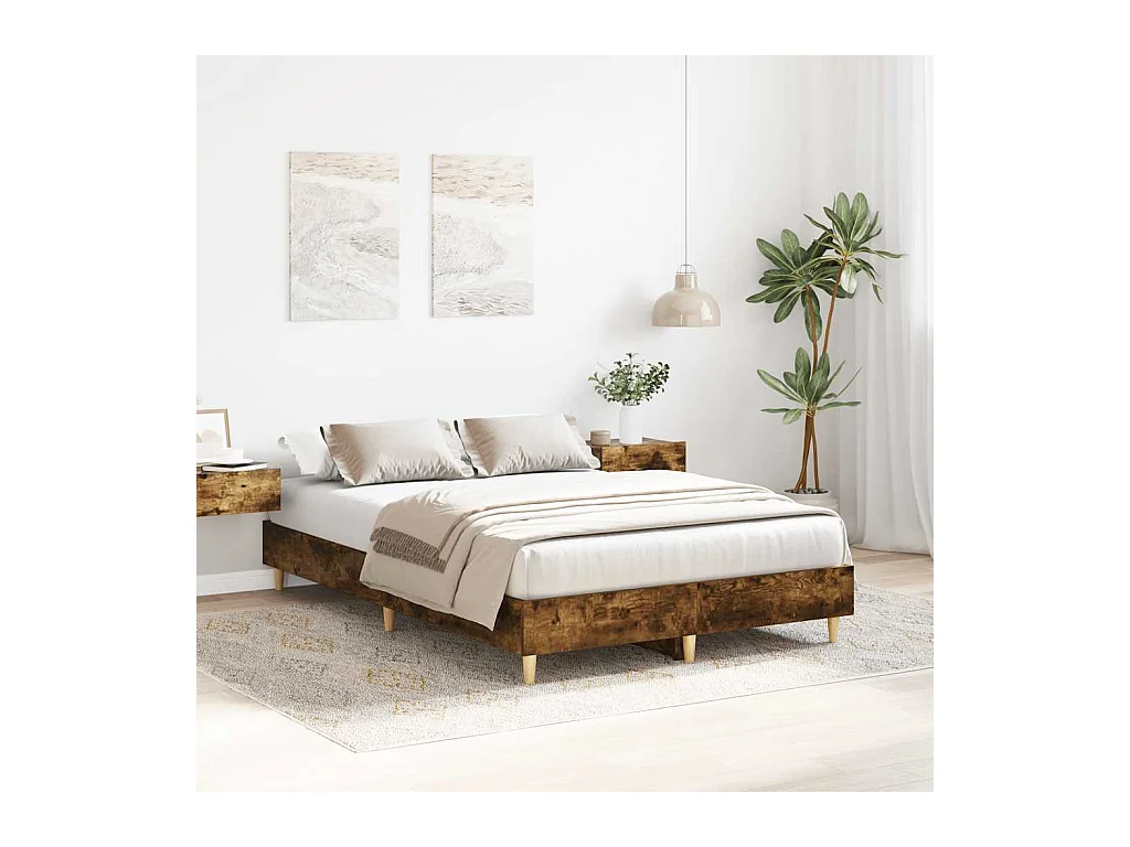 Lit simple | Lit adulte, enfant | Cadre de lit chêne fumé 120x190 cm bois ingénierie
