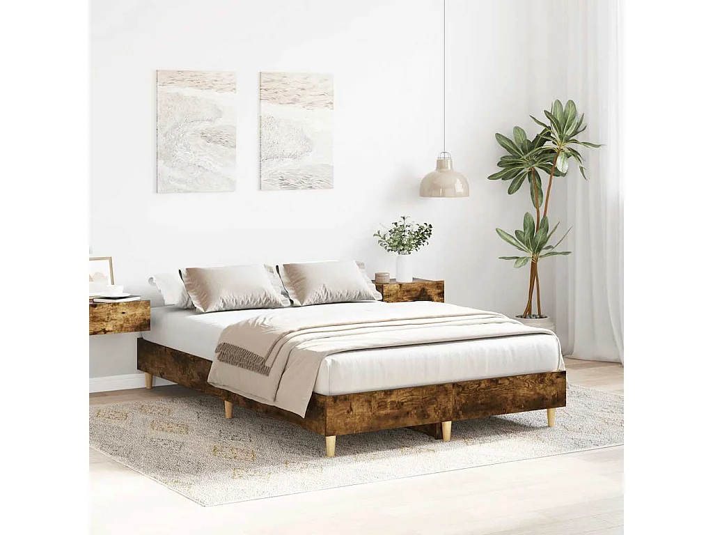 Letto per adulti | Letto singolo | Giroletto senza Materasso Rovere Fumo 120x190 cm in Truciolato
