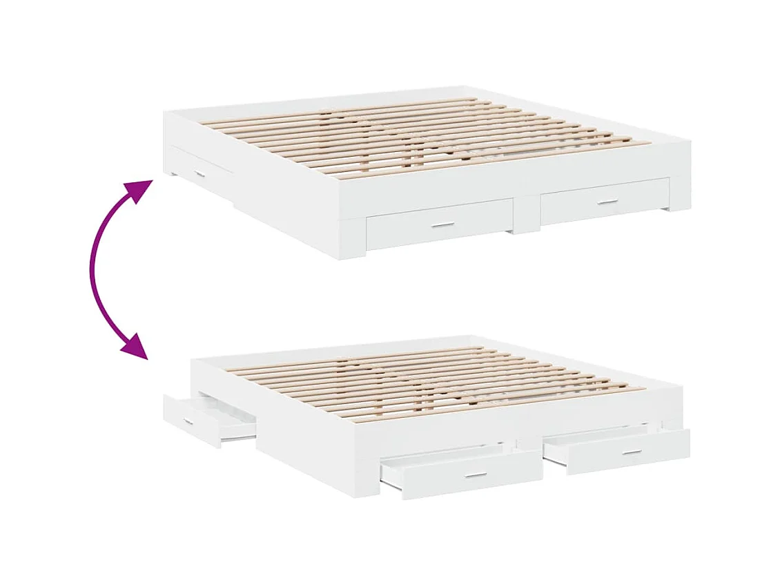 Lit double | Lit adulte | Cadre de lit avec tiroirs blanc 180x200 cm