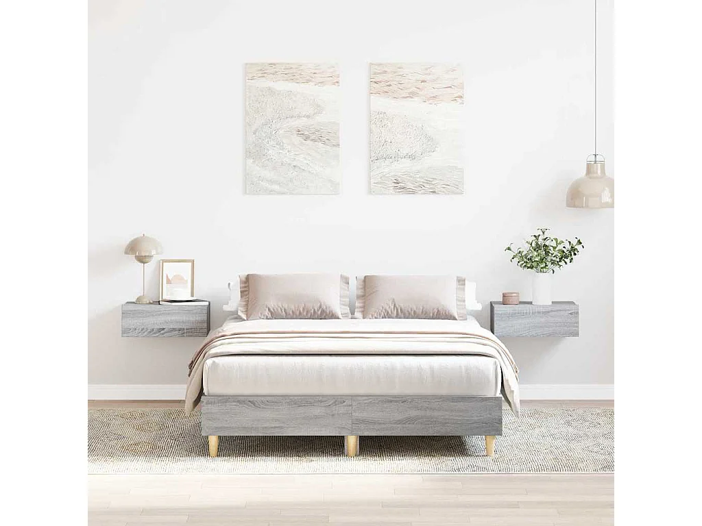 Lit double | Lit adulte | Cadre de lit sonoma gris 140x190 cm