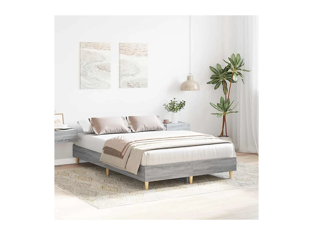 Lit double | Lit adulte | Cadre de lit sonoma gris 140x190 cm