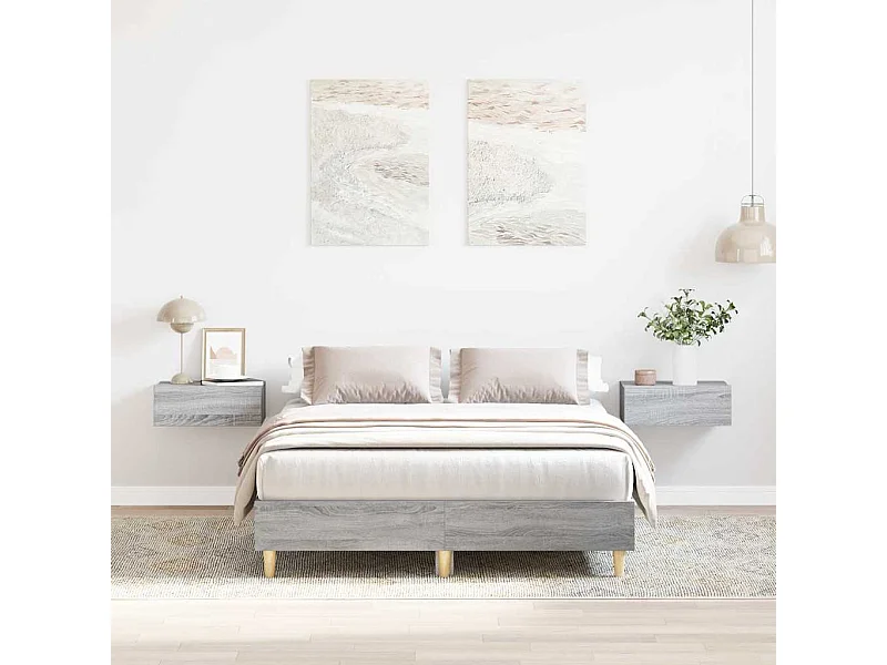 Lit double | Lit adulte | Cadre de lit sonoma gris 140x190 cm