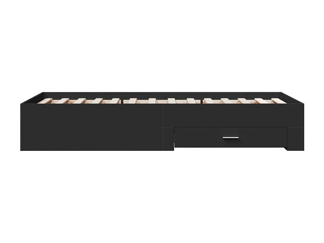 Lit simple | Lit adulte, enfant | Cadre de lit avec tiroirs noir 75x190 cm