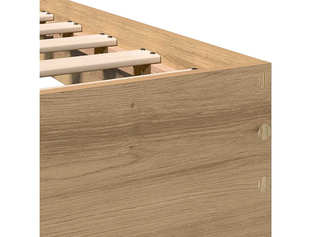 Lit simple | Lit adulte, enfant | Cadre de lit Chêne artisanal 100x200 cm Bois d'ingénierie