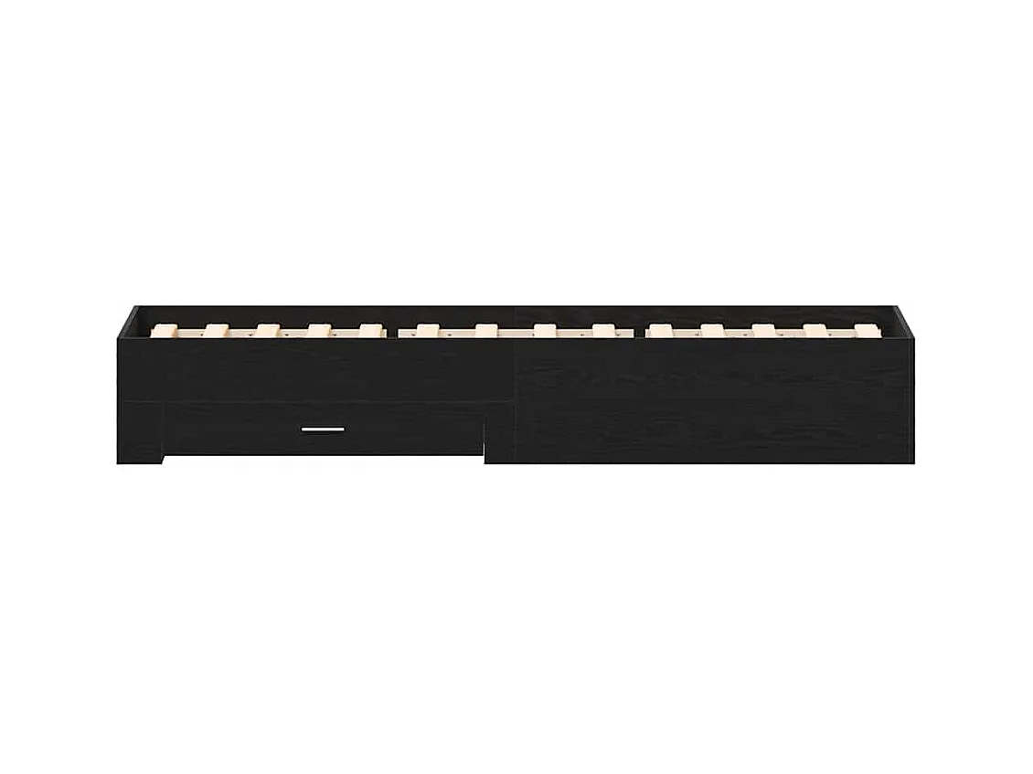 Lit simple | Lit adulte, enfant | Cadre de lit avec tiroirs avec tiroir Chêne noir 90x200 cm