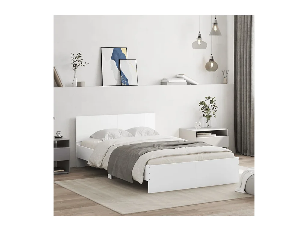 Lit double | Lit adulte | Cadre de lit blanc 135x190 cm