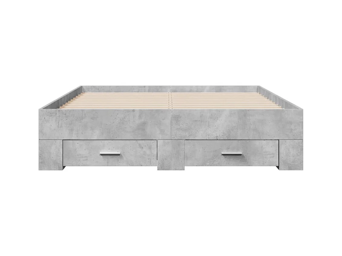 Lit simple | Lit adulte, enfant | Cadre de lit avec tiroirs gris béton 120x190 cm