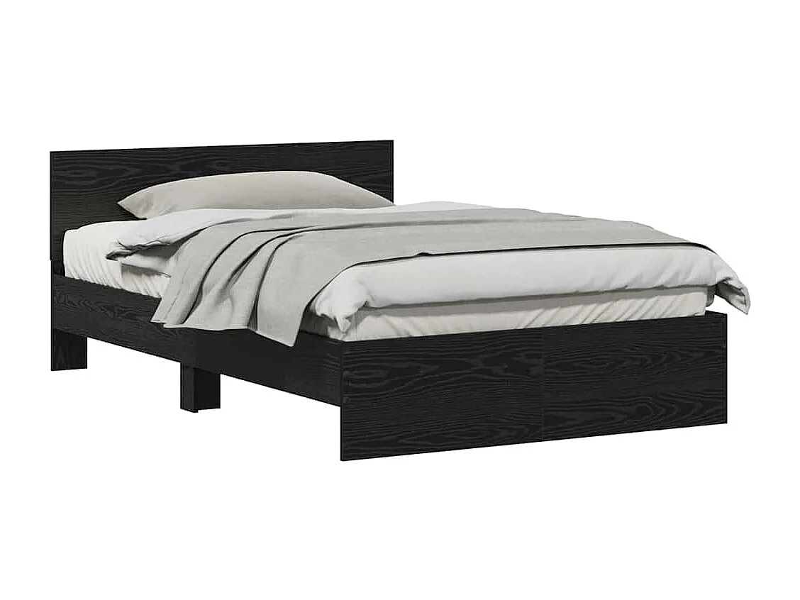 Lit simple | Lit adulte, enfant | Cadre de lit avec tête de lit Chêne noir 120x190 cm