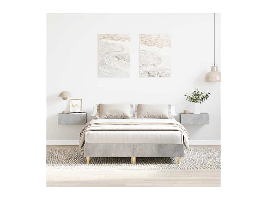 Lit simple | Lit adulte, enfant | Cadre de lit gris béton 120x200 cm bois ingénierie