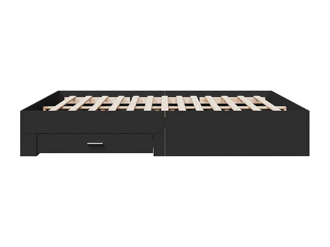 Lit double | Lit adulte | Cadre de lit avec tiroirs noir 200x200 cm