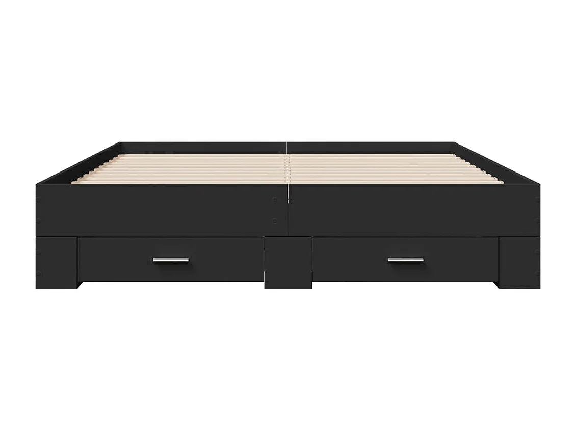 Lit double | Lit adulte | Cadre de lit avec tiroirs noir 150x200 cm