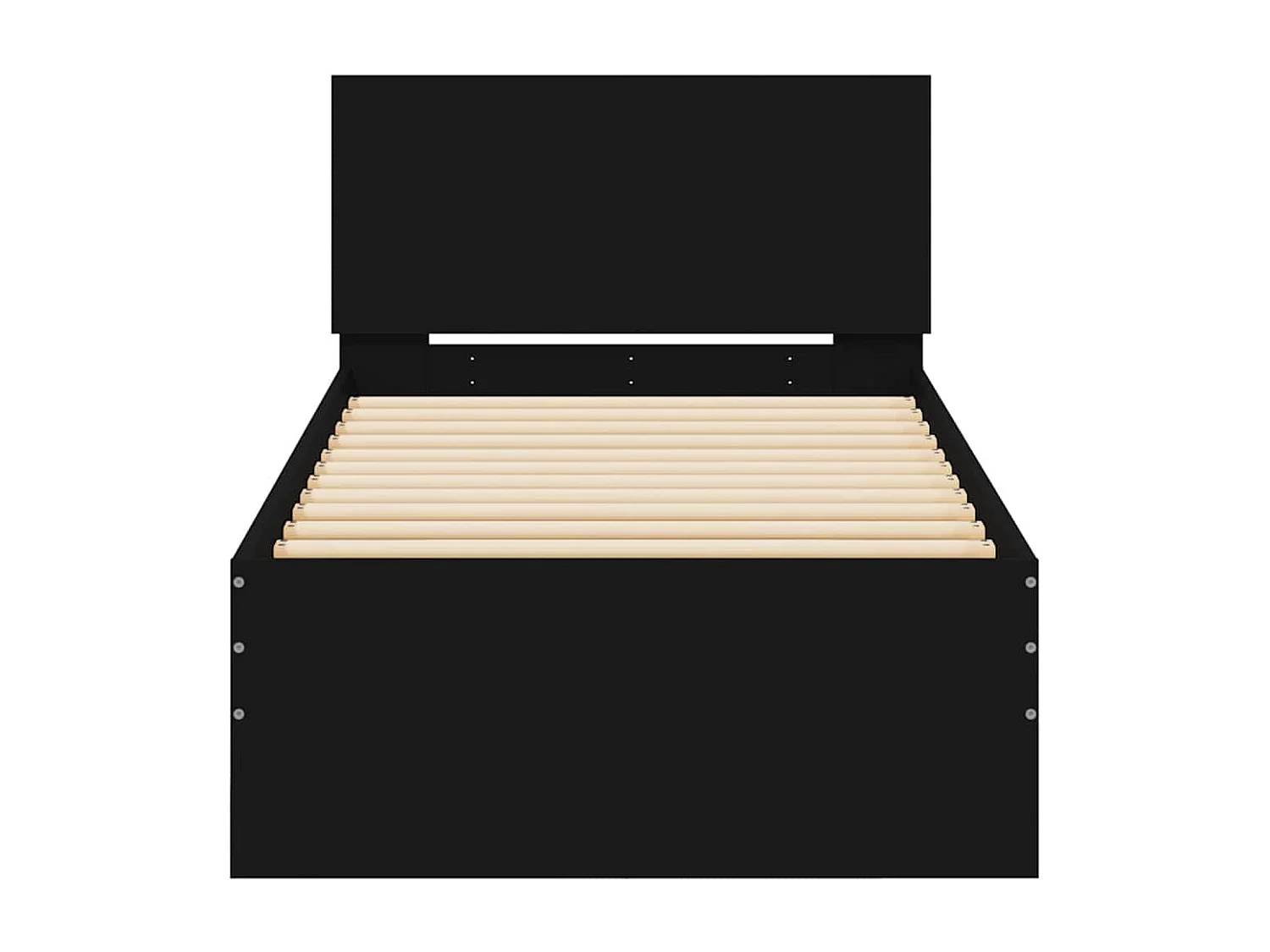 Lit simple | Lit adulte, enfant | Cadre de lit avec tête de lit noir 75x190 cm