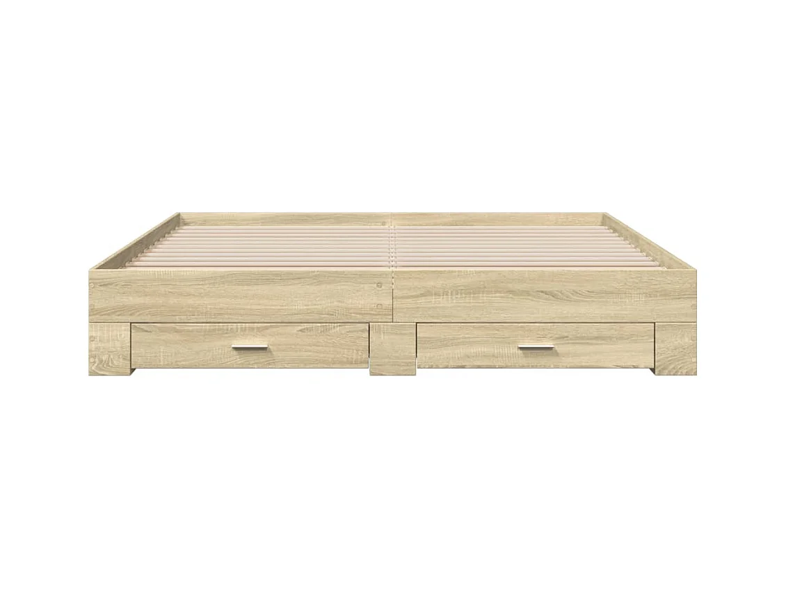 Lit double | Lit adulte | Cadre de lit avec tiroirs chêne sonoma 180x200 cm
