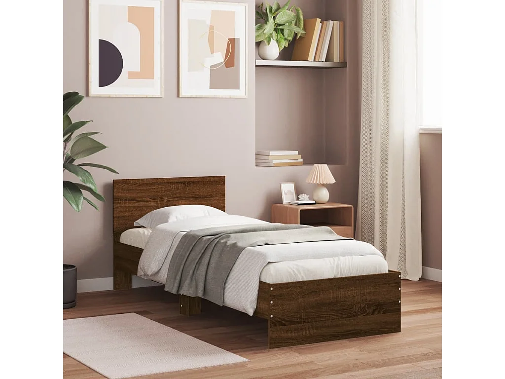 Lit simple | Lit adulte, enfant | Cadre de lit avec tête de lit 90x200 cm